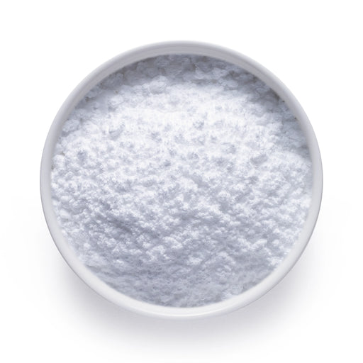 Bulk organic creatine monohydrate powder in a white bowl, fine white micronized powder for wholesale supply