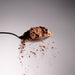 Dolce Superfoods organic cacao powder on metal spoon with falling powder