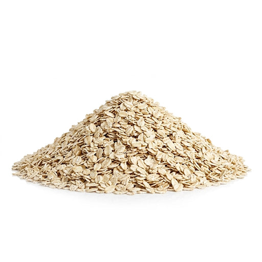 Pile of rolled oats on white background – Dolce Superfoods bulk wholesale ingredient